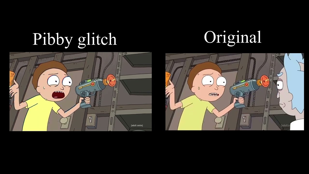 Rick and morty – pibby glitched morty and original episode side by side comparison