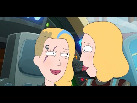 Beth And Space Beth Kissing | Rick and Morty S6 EP3